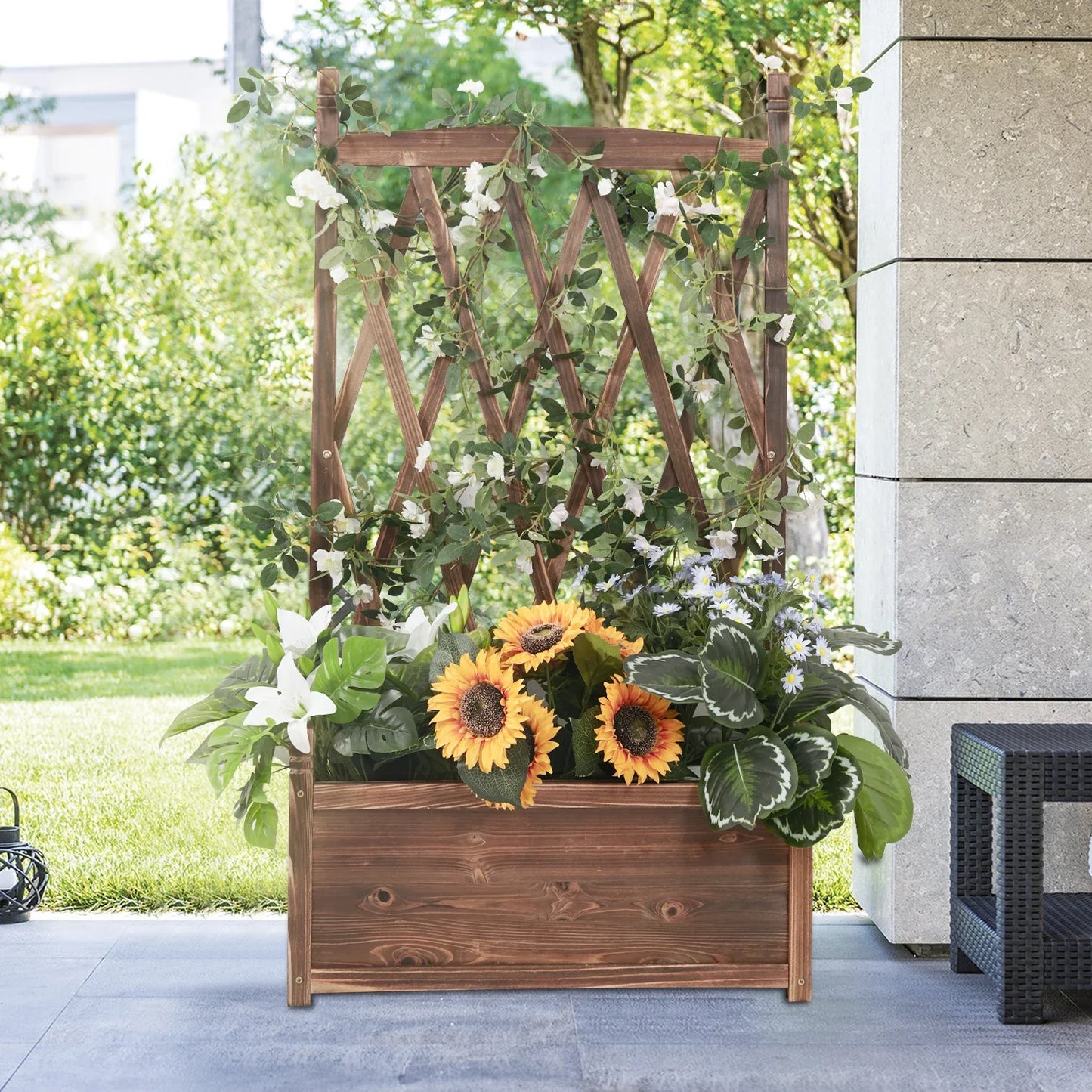 Jardinière avec treillis en bois | Sylvra