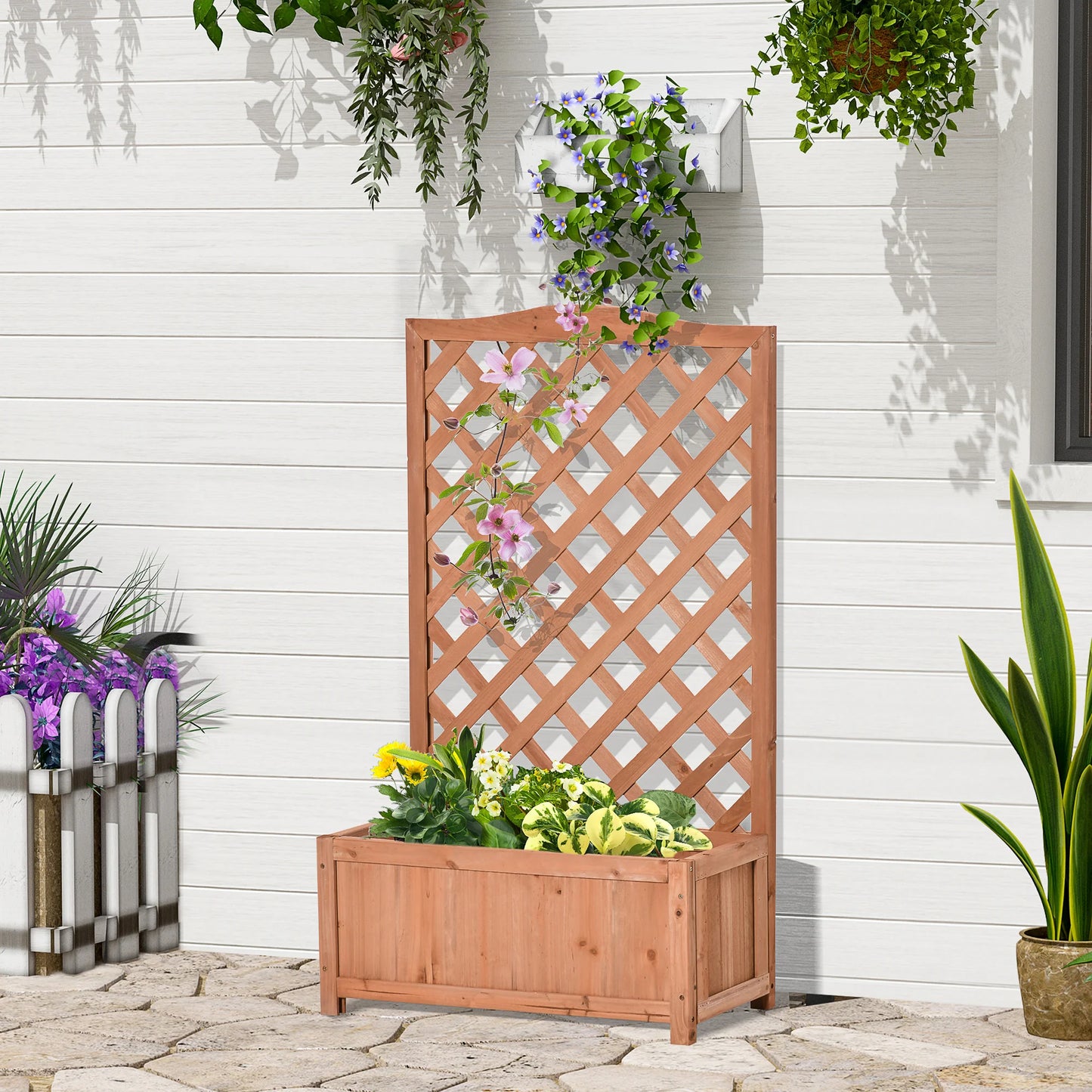 jardiniere avec treillis | ajout chic à votre déco
