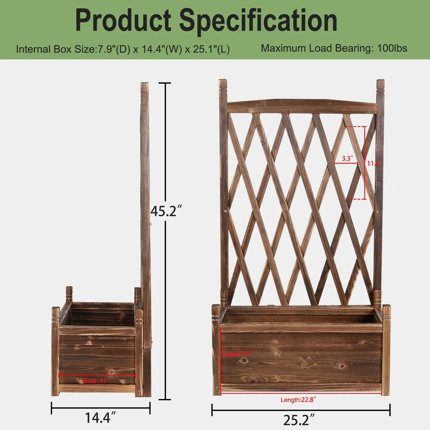 Jardinière avec treillis en bois | Sylvra