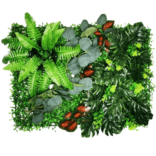 Mur végétal feuillage coloré brun et vert | contraste chaud et naturel