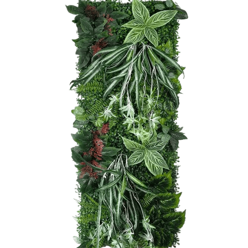 Mur végétal feuillage mixte | reflets argentés et feuillage fin