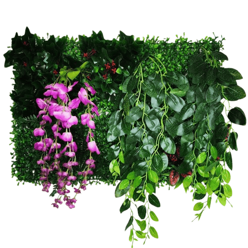 Mur végétal fleurs suspendues | design floral luxuriant