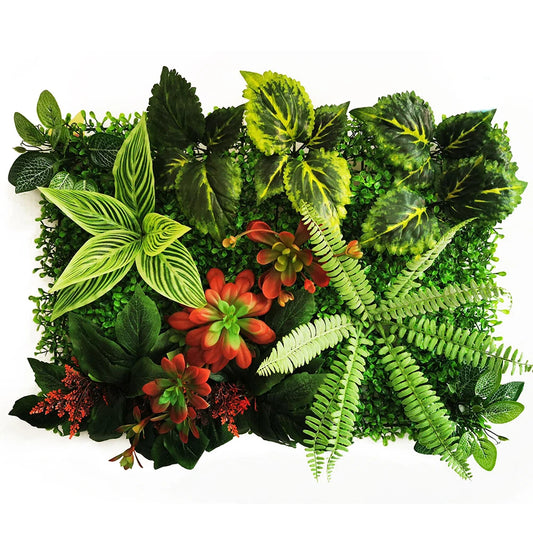 Mur végétal rouge et vert | contraste vibrant