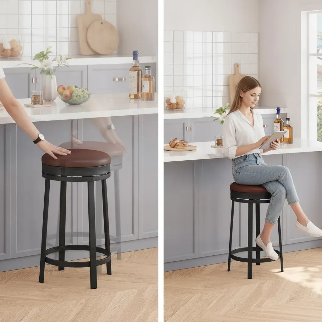 Garvee Lot de 2 Tabourets de Bar Pivotants Sans Dossier