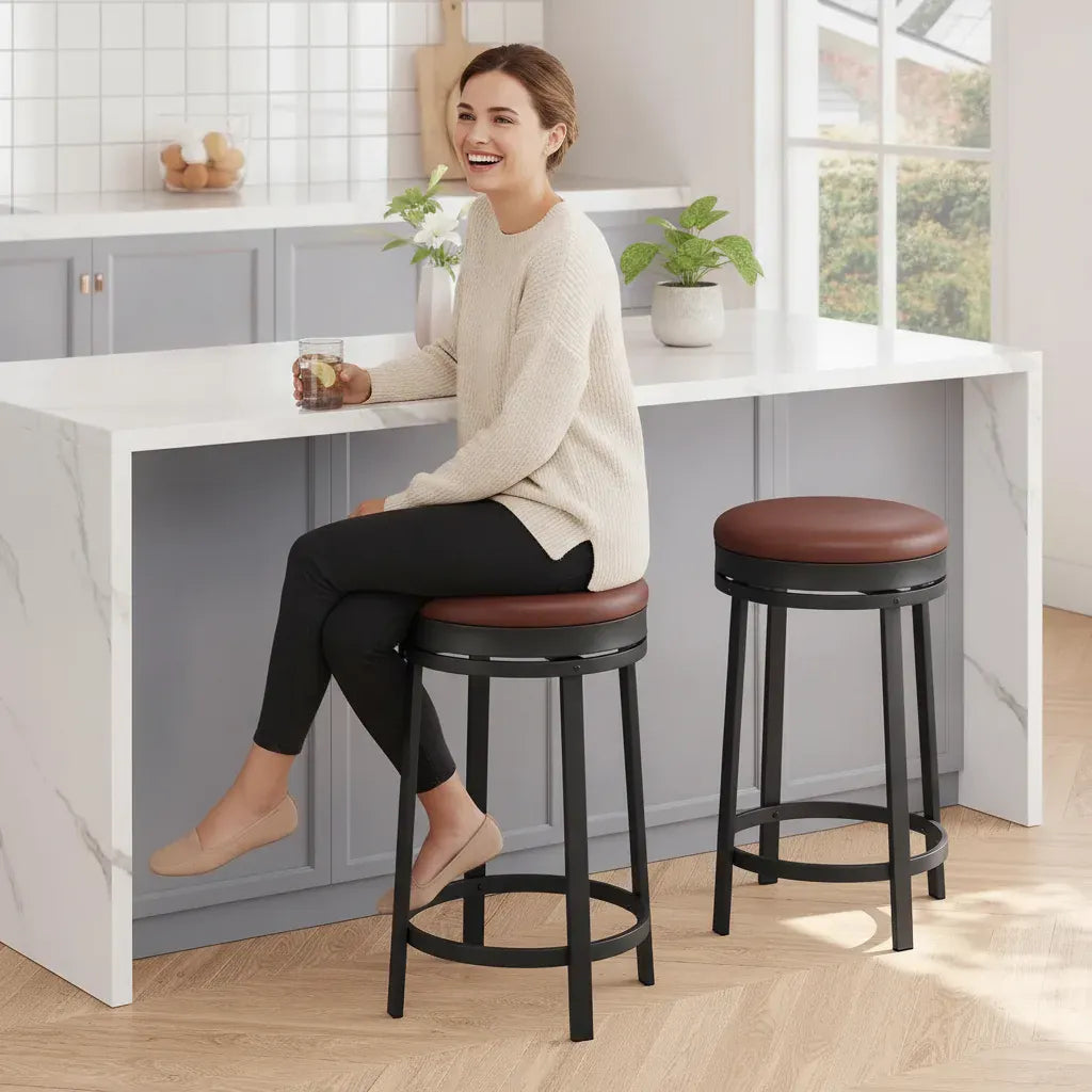 Garvee Lot de 2 Tabourets de Bar Pivotants Sans Dossier