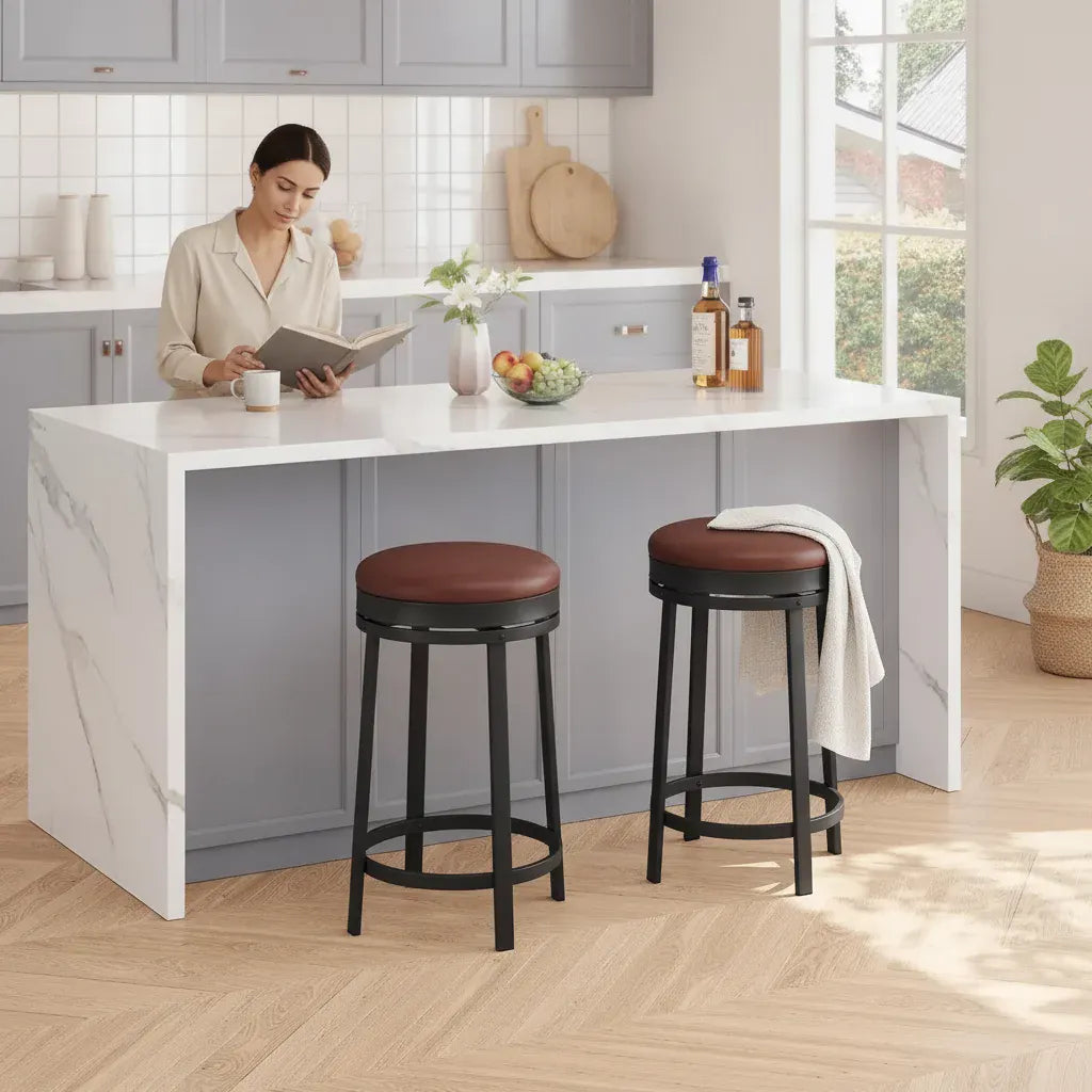 Garvee Lot de 2 Tabourets de Bar Pivotants Sans Dossier