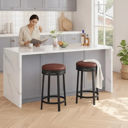 Garvee Lot de 2 Tabourets de Bar Pivotants Sans Dossier