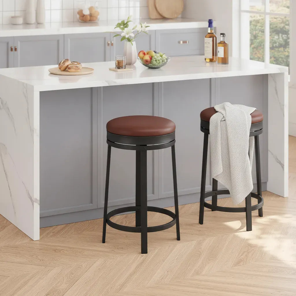Garvee Lot de 2 Tabourets de Bar Pivotants Sans Dossier