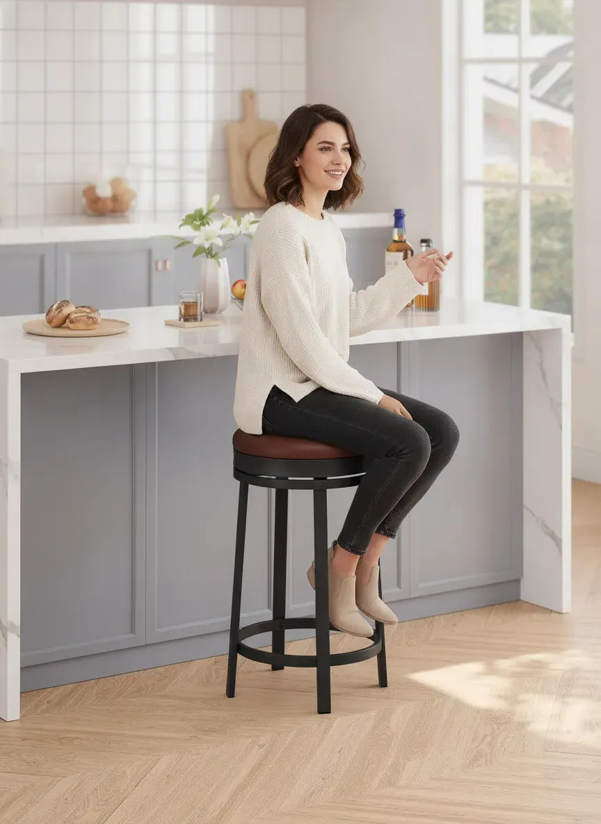 Garvee Lot de 2 Tabourets de Bar Pivotants Sans Dossier