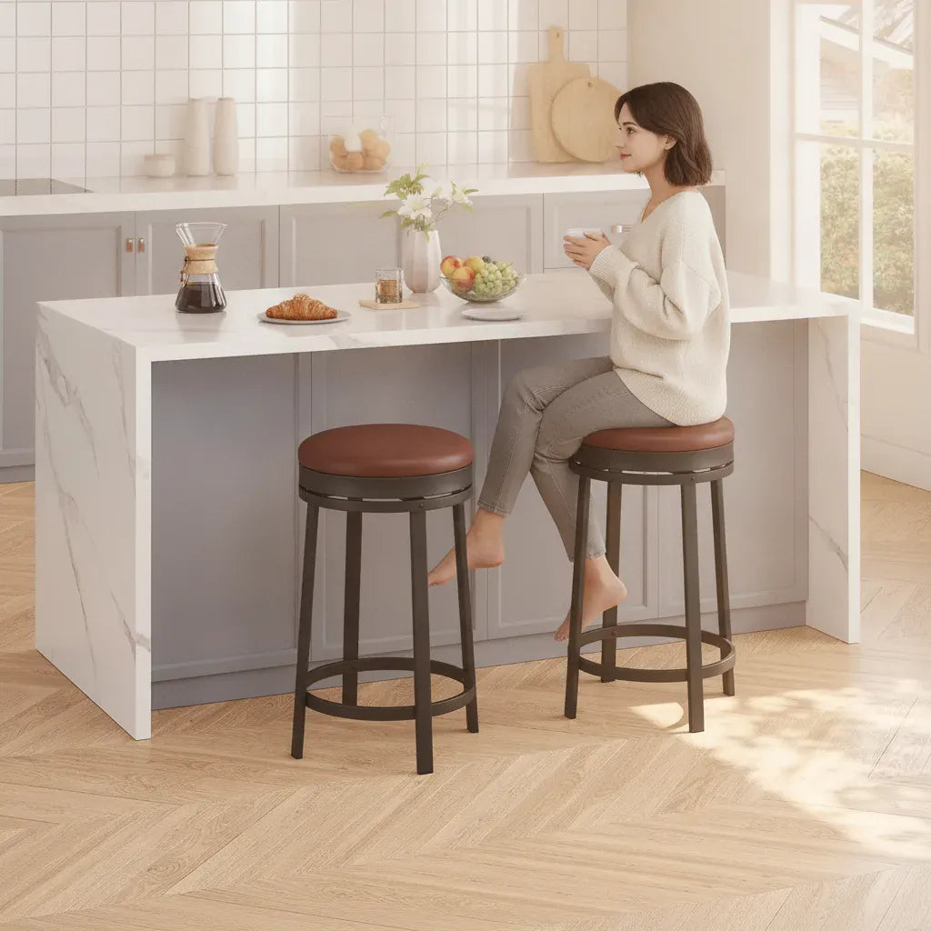 Garvee Lot de 2 Tabourets de Bar Pivotants Sans Dossier