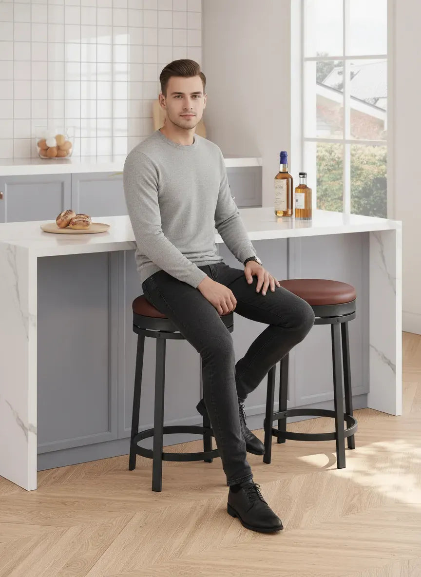 Garvee Lot de 2 Tabourets de Bar Pivotants Sans Dossier