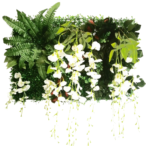 Mur végétal fleurs blanches | élégance apaisante