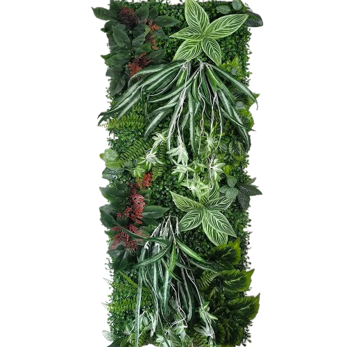 Mur végétal feuillage mixte | reflets argentés et feuillage fin